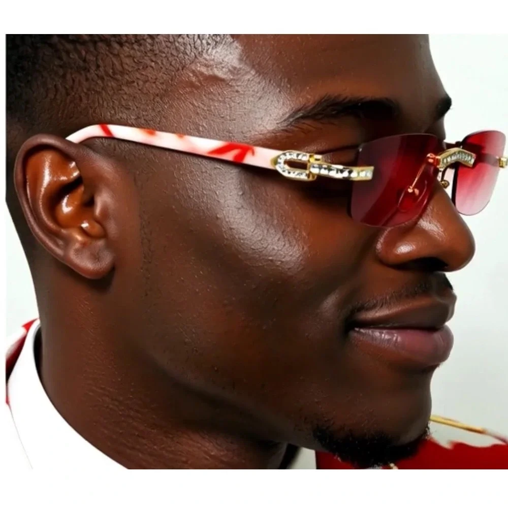 Mens Sunglasses Gold Crystal Marble designer inspired sparkling Cystals Chic New